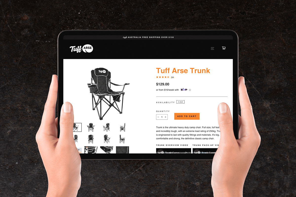 Tuff Arse Camp Chairs online website ecommerce mobile 