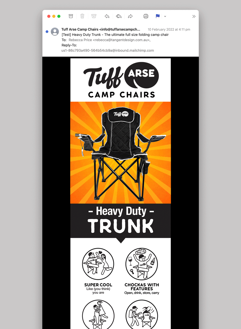 Tuff Arse Camp Chairs  branding & identity logo style guide colours 