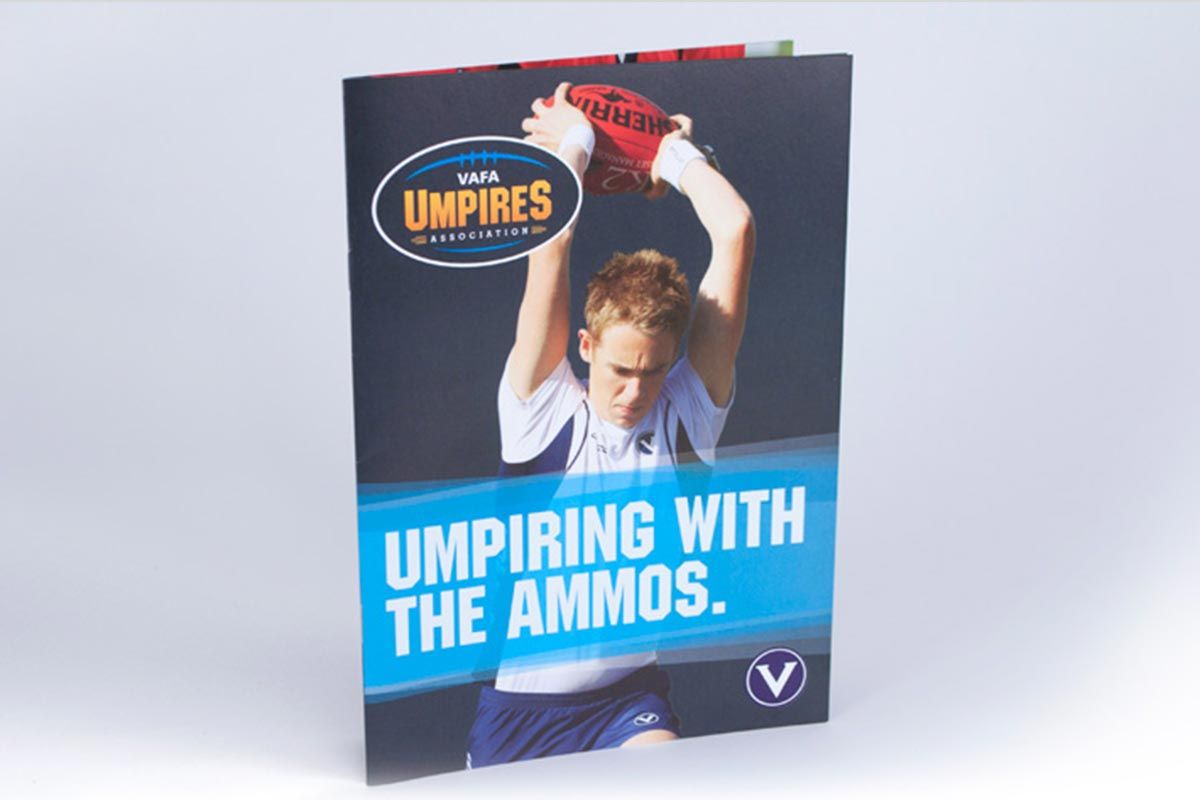 VAFA umpiring with the ammos brochure