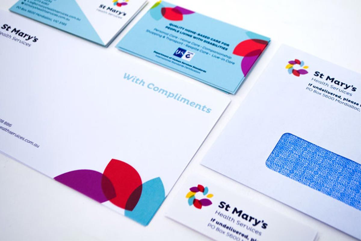 St Mary's Health Services branding stationery collection 