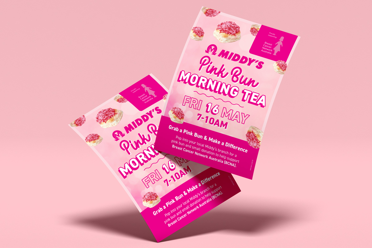 Middy's Pink bun morning tea